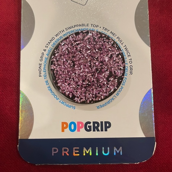 Popsocket Pop Grip Pink Glitter on Black Pop Socket Sawppable Pop Top - Picture 2 of 3